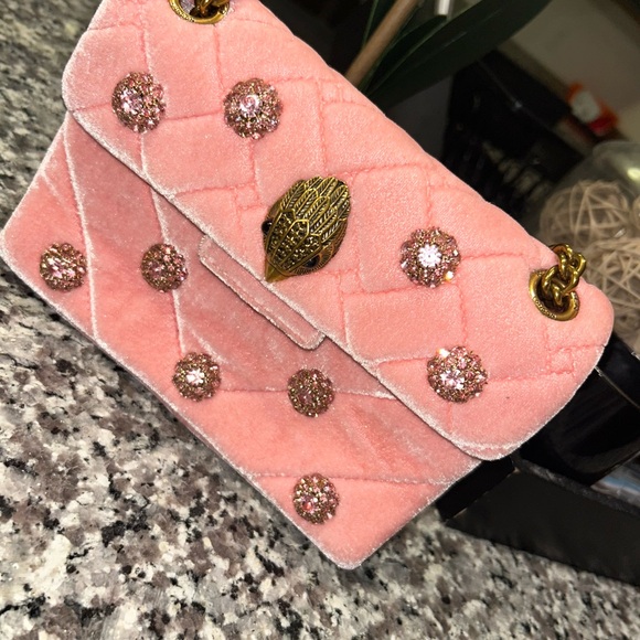 Kurt Geiger Pink Embellished Clutch with Gold Chain - Picture 3 of 9